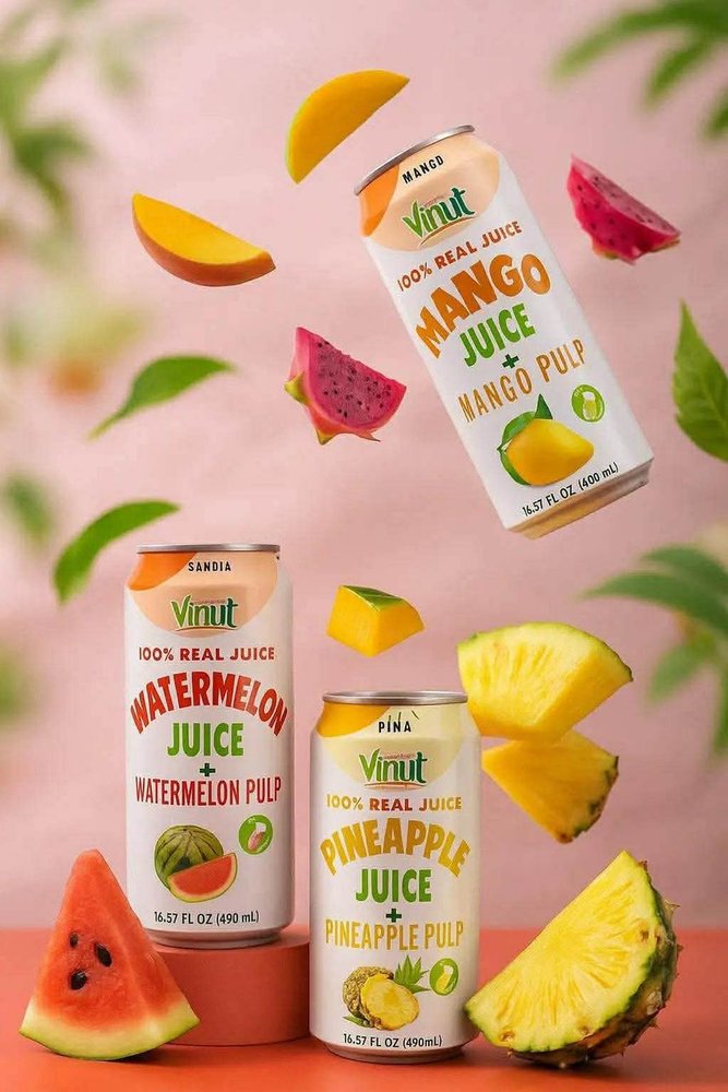 Tropical fruit juice cans