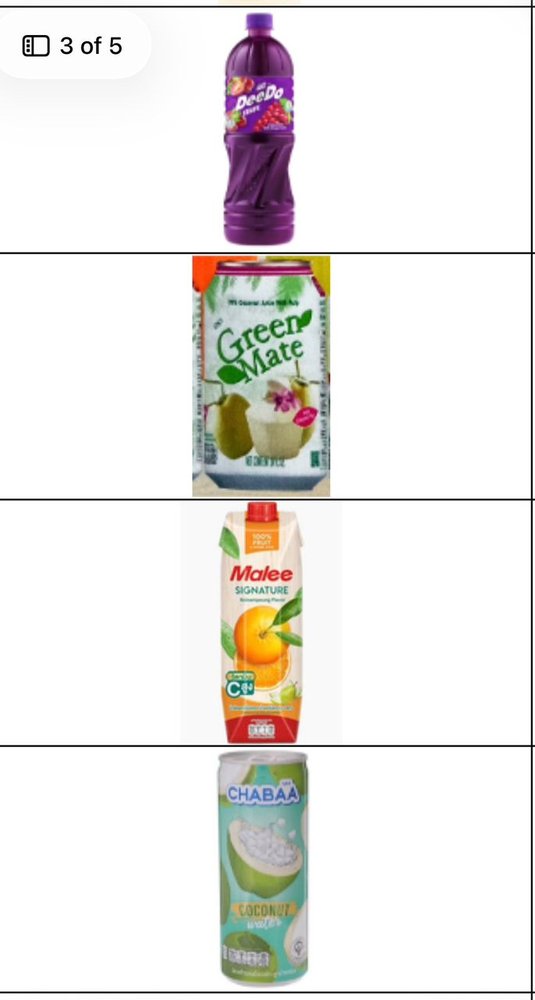 Assorted bottled and canned juices